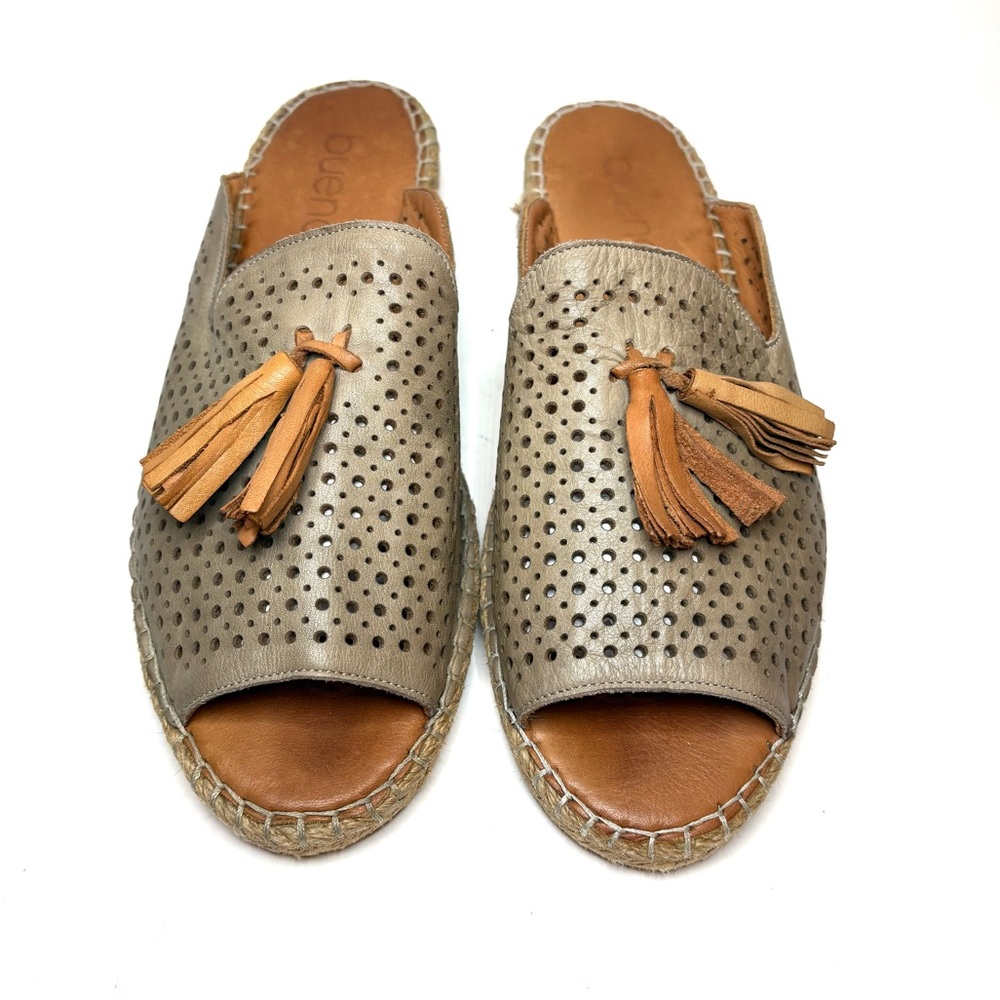Bueno Tan Perforated Leather Espadrille Slides | 42 - Picture 2 of 10